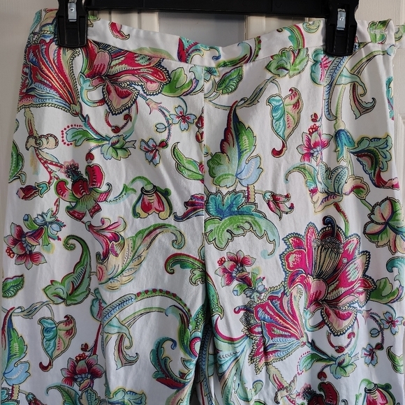 Lauren Ralph Lauren Green Iabel White Floral Straight Leg Pants 10 - Picture 3 of 9